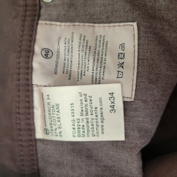 AG Adriano Goldschmied Plum Brushed Denim Jeans The Everett - Picture 6 of 7